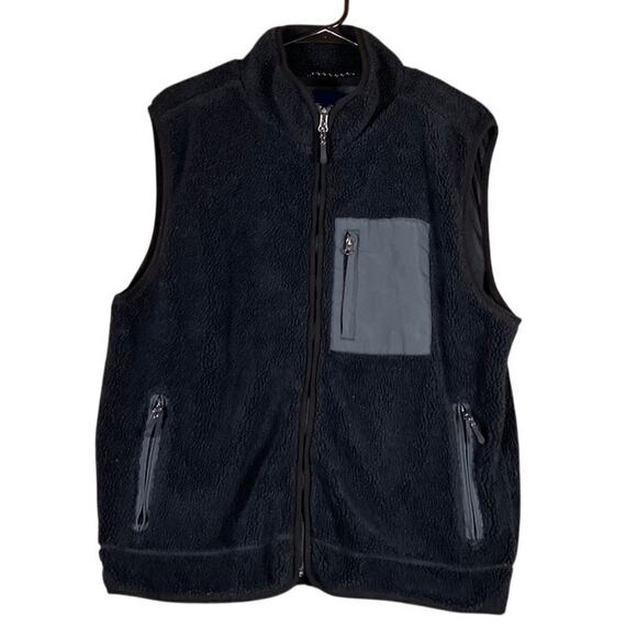 Aeropostale Mens Jacket Black Gray Fleece Outdoor Vest Zip Pockets XL - Picture 1 of 12